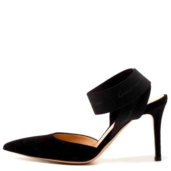 Gianvito Rossi Black Suede Continuity Elastic Pumps 37